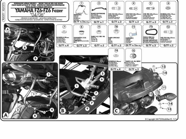 GIVI PLX351 stelaż boczny v35 do FZ6/ FAZER '04-06