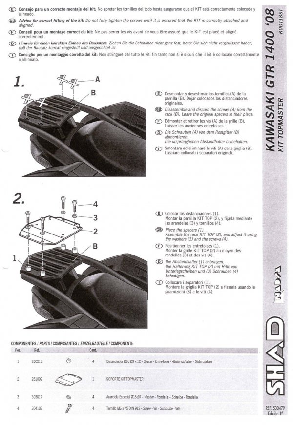 STELAŻ SHAD KSHK0GT18ST KAWASAKI VERSYS 1000, GTR 1400 - 07/16