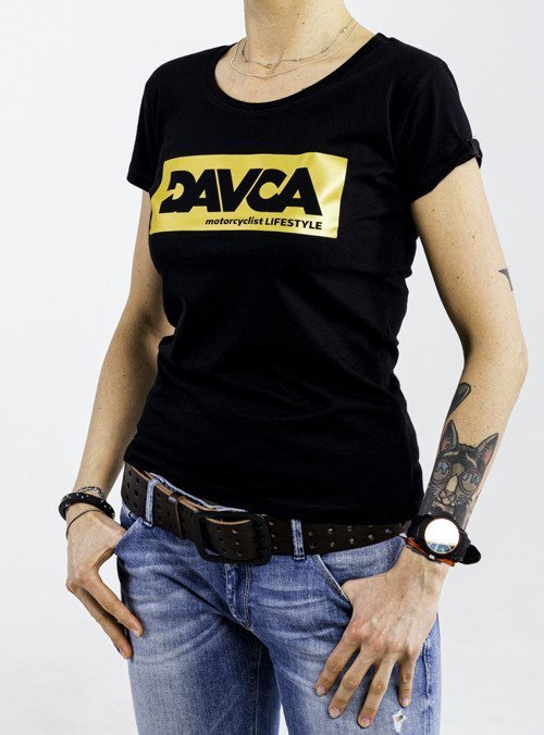 DAVCA T-shirt lady black gold logo