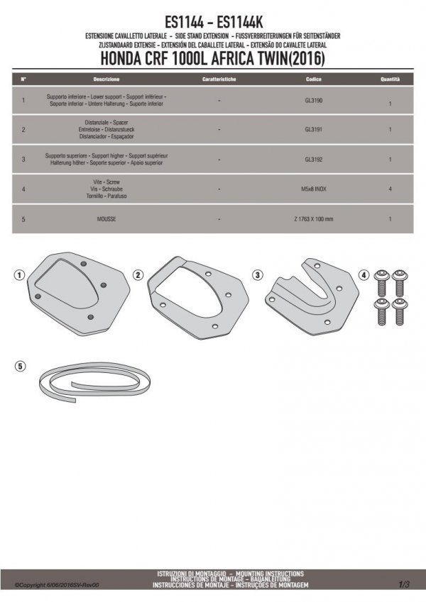 KAPPA ES1144K POSZERZENIE STOPKI HONDA CRF 1000L Africa Twin (16-17)