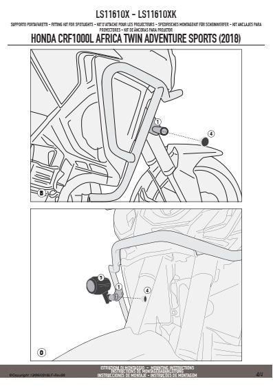 GIVI LS1161OX MOCOWANIE HALOGENÓW HONDA CRF1000L