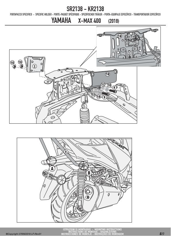 GIVI SR2138 STELAŻ KUFRA CENTRALNEGO (BEZ PŁYTY) YAMAHA