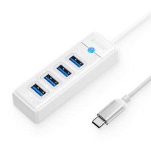 Hub USB-C Orico PW4U-C3-015-WH-EP 4x USB-A 3.1 biały