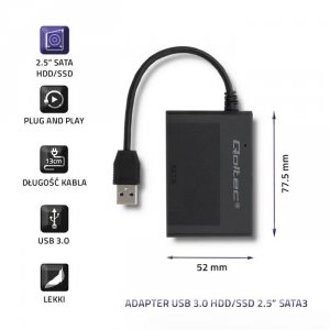 Obudowa Qoltec na dysk HDD/SSD 2.5 SATA3 | USB 3.0 | Czarna