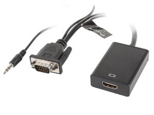 Kabel adapter Lanberg VGA (M) + Audio -|} HDMI (F) czarny