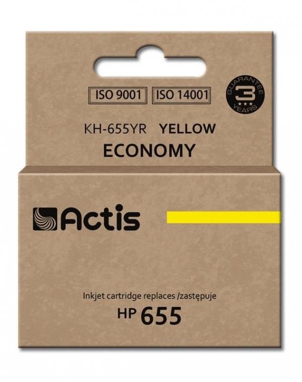 Tusz ACTIS KH-655YR (zamiennik HP 655 CZ112AE; 12 ml; żółty)