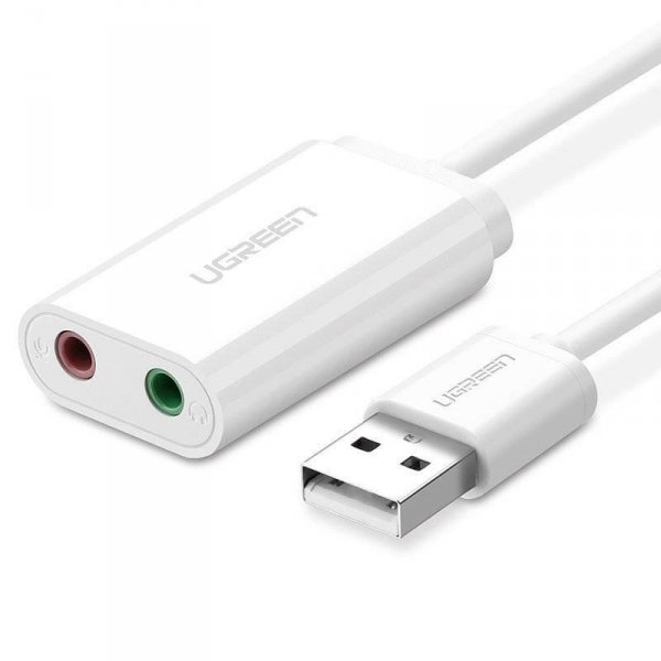 Karta dźwiękowa zewnętrzna Ugreen 30143 US205 USB 15cm - biała