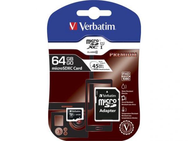 Karta pamięci MicroSDXC Verbatim 64GB Class 10 + adapter