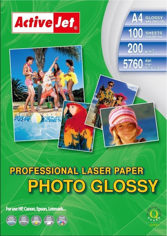 Papier fotograficzny do druku laserowego błyszczący Activejet A4 /na szt./ 200g/m2