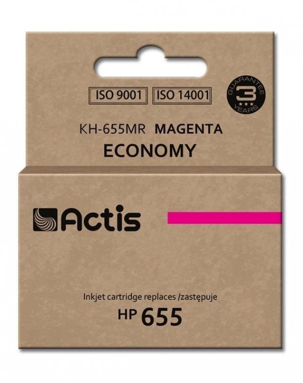 Tusz ACTIS KH-655MR (zamiennik HP 655 CZ111AE; 12 ml; czerwony/magenta)