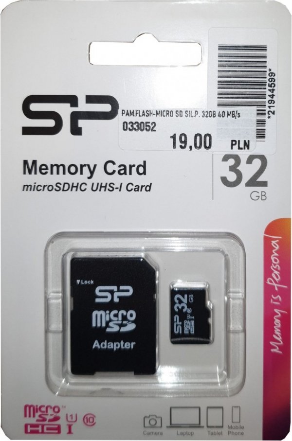 Karta pamięci MicroSDHC Silicon Power 32GB Class 10 + adapter