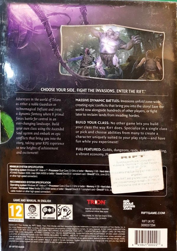 RIFT PC DVD