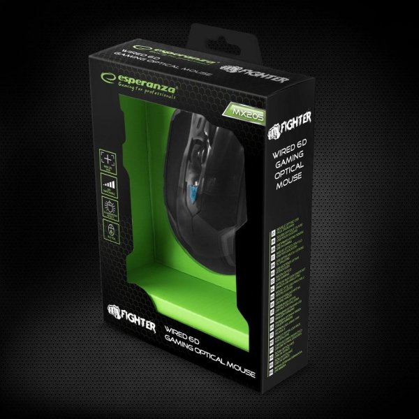 Mysz przewodowa ESPERANZA EGM205BDLA GRACZY 6D USB MX205 - FIGHTER - NIEBIESKA