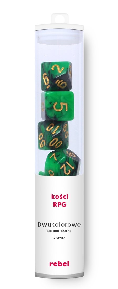 7 kości.2kolor.Zielono-czarne.REBEL