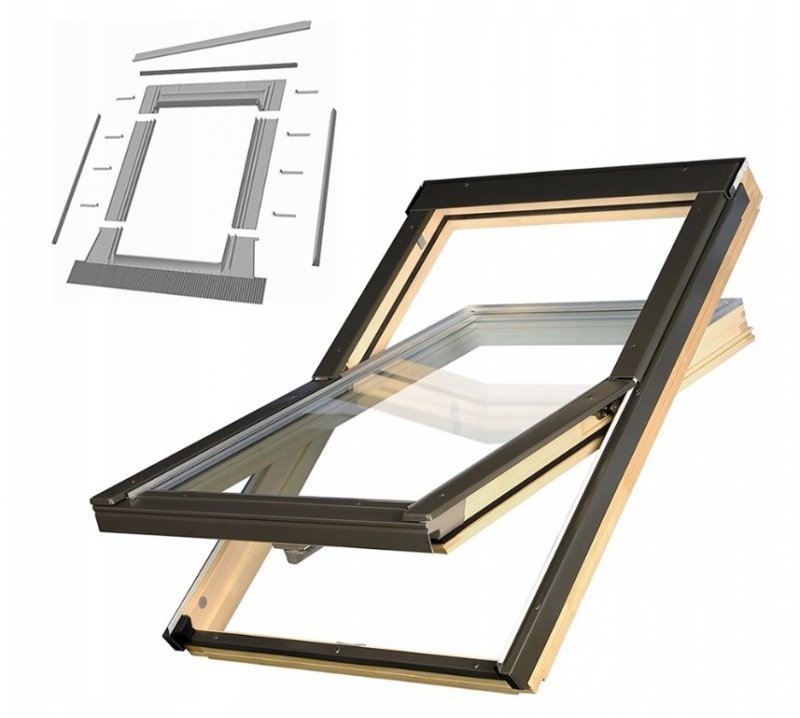 OKNO DACHOWE KRONMAT OPTILIGHT 78x140 B Z KOŁNIERZEM DO POKRYĆ FALISTYCH