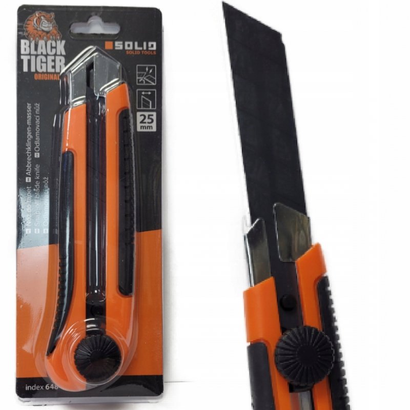 NÓŻ DO TAPET BUDOWLANY ORANGE STALOWE OSTRZE BLACK TIGER SOLID 0,5/25mm