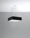 Żyrandol LOKKO 55 czarny kwadratowy abażur tkanina, szkło, stal nowoczesna lampa wisząca sufitowa E27 LED SOLLUX LIGHTING