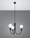 Żyrandol PICCOLO 3 czarna stal lampa sufitowa klasyczna loft  E27 LED SOLLUX LIGHTING