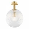 PLAFON LAMPA SUFITOWA ZŁOTA MOSIĄDZ SZCZOTKOWANY KULA SZKLANA 25CM TRANSPARENTNA DO SALONU SYPIALNI KUCHNI ARGON PALOMA 8516