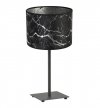 Lampka stołowa z materiałowym abażurem 20 cm, kolor czarny, srebrny wzór marmur, metalowy stelaż, E27 LIGHT HOME