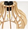 Lampa wisząca z drewnianym ażurowym kloszem 23 cm o oryginalnym kształcie na okrągłej podsufitce 8 cm, E27