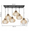 Regulowana lampa wisząca, prostokątna podsufitka, 6 kloszy o oryginalnym kształcie z drewnianych lameli, 23 cm, E27 LIGHT HOME