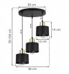 Lampa wisząca na okrągłej podsufitce 30 cm, 3 klosze czarne metalowe 12 cm ze złotym wykończeniem, E27 LIGHT HOME