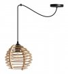 Lampa wisząca typu pająk, klosz drewniana kula ażurowa 21 cm z poziomymi lamelami, okrągła podsufitka, E27 LIGHT HOME