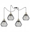 Lampa wisząca typu pająk, 4 druciane czarne klosze metalowe 18 cm ze złotym wykończeniem, E27 LIGHT HOME