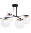 Lampa Sufitowa Żyrandol Czarny, Klosze Szklane Mleczne, E14 LIGHT HOME
