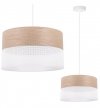 Lampa wisząca WOOD, elegancki biały abażur nad stół lub sofę, fornir