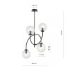 LAMPA WISZĄCA CZARNA KULE SZKLANE NOWOCZESNA EMIBIG ARCHI 4B BL TRANSPARENT oprawa oświetleniowa