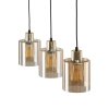 TK LIGHTING SIERRA GOLD 6666 LAMPA WISZĄCA CZARNO ZŁOTA BURSZTYNOWE KLOSZE