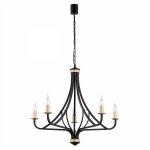 LAMPA WISZĄCA ŻYRANDOL ŚWIECZNIKOWY CZARNO ZŁOTY KLASYCZNY GLAMOUR DO SALONU SYPIALNI ARGON LORENZO 2171 