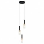 ITALUX PEROLA PND-43363-3 BK+BR LAMPA WISZĄCA CZARNO ZŁOTA SZKLANE KLOSZE 