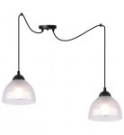 Lampa wisząca VENICE, sufitowa, podwójna, czarny pająk loft, białe mleczne klosze, szklane