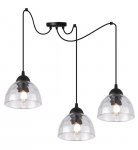Lampa wisząca VENICE, sufitowa, potrójna, czarny pająk loft, do kuchni, salonu, pokoju, szklany