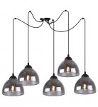 Lampa sufitowa VENICE, wisząca, długi elegancki czarny pająk, grafitowe szkło, nad stół i wyspę