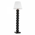 LAMPA PODŁOGOWA SZKLANA CZARNA GLAMOUR CZARNE KULE Z BIAŁYM ABAŻUREM DESINGERSKA ARGON FUDŻI 4059