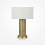 MAYTONI IMPRESSIVE LAMPA stołowa mpressive MOD151TL-01G złota z łańcuszkami z białym abażurem glamour
