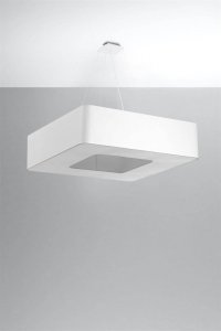 Żyrandol URANO 80 biały kwadratowy abażur tkanina, PVC, stal nowoczesna lampa wisząca sufitowa E27 LED SOLLUX LIGHTING