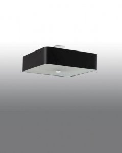 Plafon LOKKO 55 czarny kwadratowy abażur tkanina, szkło, stal nowoczesna lampa sufitowa E27 LED SOLLUX LIGHTING
