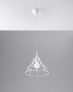 Lampa wisząca ANATA biała stal loft design zwis na lince sufitowy E27 LED SOLLUX LIGHTING