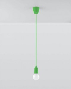 Lampa wisząca DIEGO 1 zielona PVC minimalistyczna zwis sufitowy na lince E27 LED SOLLUX LIGHTNIG