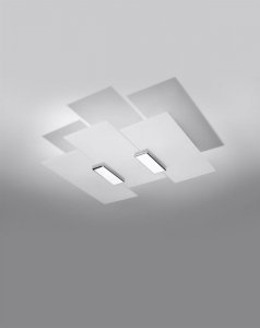 Plafon FABIANO nowoczesna  lampa sufitowa białe szkło stal chrom G9 LED SOLLUX LIGHTING