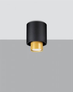 Plafon NESI czarny złoty walec stal minimalistyczna lampa sufitowa Gu10 LED SOLLUX LIGHTING