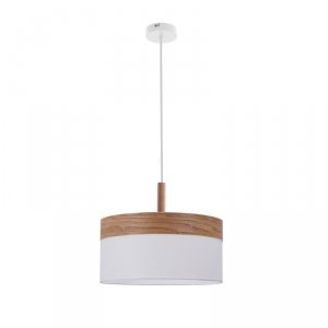 Orto lampa wisząca biały+drewniany 1x60W E27 abażur brązowy+biały