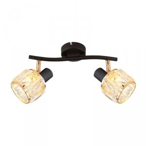 Dubai lampa sufitowa listwa czarny 2x40W E14 klosz różowy złoty kryszt transp