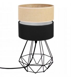 Lampa stołowa JUTA PAGO, podwójny abażur, czarno - beżowa, konstrukcja diament, E27