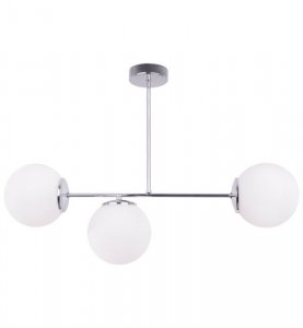 Lampa sufitowa SIENA, trzy źródła światła, gwint E14, biała, detal chrom, szkło LIGHT HOME